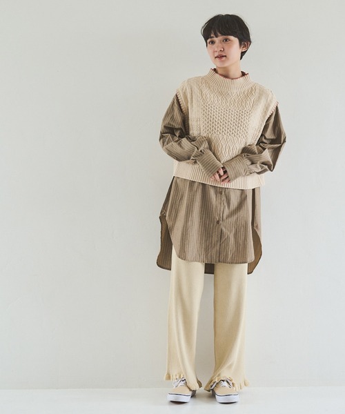 Crisp（クリスプ）の「リブフリルニットパンツ（その他パンツ・レディース・アイボリー/ブラウン/ベージュ/ピンクベージュ・FREE）」の12枚目の写真