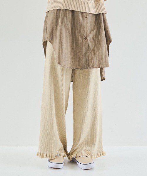 Crisp（クリスプ）の「リブフリルニットパンツ（その他パンツ・レディース・アイボリー/ブラウン/ベージュ/ピンクベージュ・FREE）」の13枚目の写真