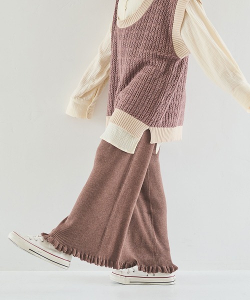 Crisp（クリスプ）の「リブフリルニットパンツ（その他パンツ・レディース・アイボリー/ブラウン/ベージュ/ピンクベージュ・FREE）」の7枚目の写真