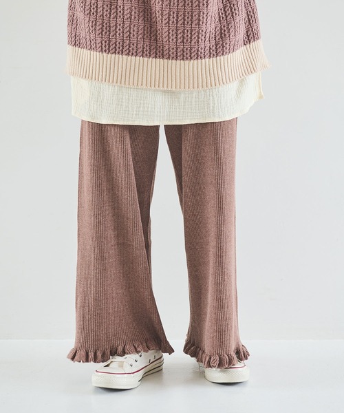 Crisp（クリスプ）の「リブフリルニットパンツ（その他パンツ・レディース・アイボリー/ブラウン/ベージュ/ピンクベージュ・FREE）」の8枚目の写真