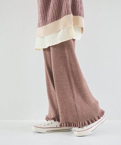Crisp（クリスプ）の「リブフリルニットパンツ（その他パンツ・レディース・アイボリー/ブラウン/ベージュ/ピンクベージュ・FREE）」の9枚目の写真