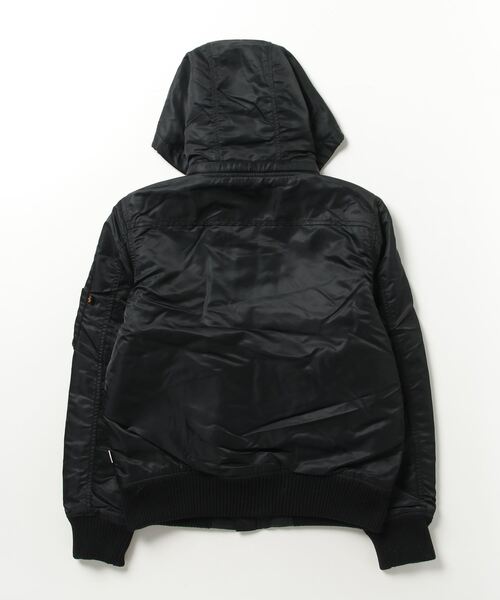 Alpha Industries（アルファインダストリーズ）の「ALPHA/アルファ HOODED RIB JACKET フライトミリタリージャケット フーディー（ブルゾン・メンズ・ネイビー/ブラック/チャコール/ベージュ・M/L/XL）」の5枚目の写真