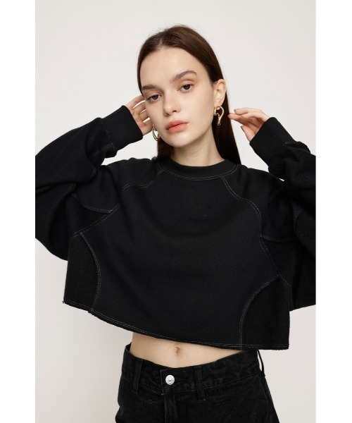 SLY（スライ）の「AGING 2WAY ZIP SW TOPS エージング 2ウェイ ジップ スウェット トップス（スウェット・レディース・ネイビー/杢グレー/ブラック・FREE）」の2枚目の写真