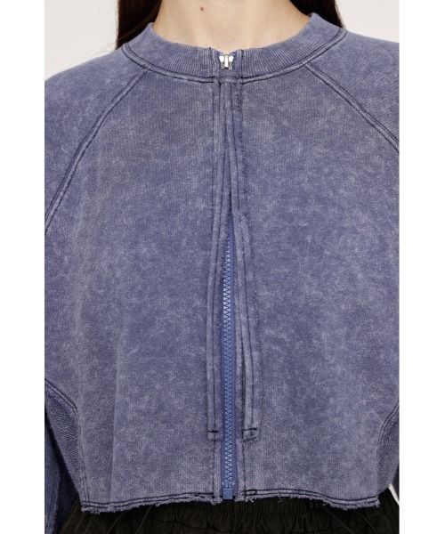 SLY（スライ）の「AGING 2WAY ZIP SW TOPS エージング 2ウェイ ジップ スウェット トップス（スウェット・レディース・ネイビー/杢グレー/ブラック・FREE）」の12枚目の写真