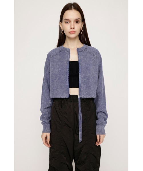 SLY（スライ）の「AGING 2WAY ZIP SW TOPS エージング 2ウェイ ジップ スウェット トップス（スウェット・レディース・ネイビー/杢グレー/ブラック・FREE）」の4枚目の写真