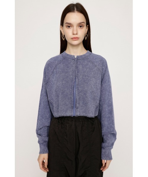 SLY（スライ）の「AGING 2WAY ZIP SW TOPS エージング 2ウェイ ジップ スウェット トップス（スウェット・レディース・ネイビー/杢グレー/ブラック・FREE）」の8枚目の写真