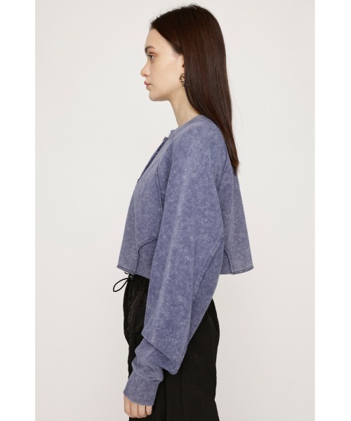SLY（スライ）の「AGING 2WAY ZIP SW TOPS エージング 2ウェイ ジップ スウェット トップス（スウェット・レディース・ネイビー/杢グレー/ブラック・FREE）」の10枚目の写真