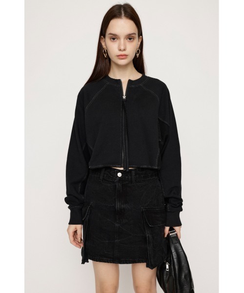 SLY（スライ）の「AGING 2WAY ZIP SW TOPS エージング 2ウェイ ジップ スウェット トップス（スウェット・レディース・ネイビー/杢グレー/ブラック・FREE）」の14枚目の写真