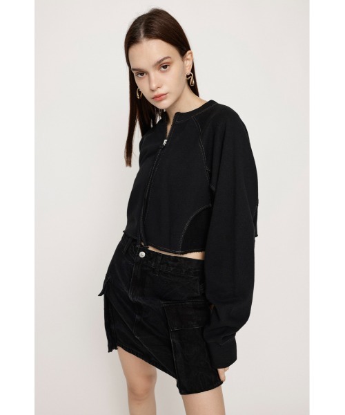 SLY（スライ）の「AGING 2WAY ZIP SW TOPS エージング 2ウェイ ジップ スウェット トップス（スウェット・レディース・ネイビー/杢グレー/ブラック・FREE）」の16枚目の写真