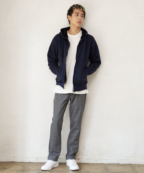 JEANS MATE(ジーンズメイト)の「裏ボアフルジップパーカー(パーカー・メンズ・ライトグレー/杢グレー/チャコールグレー/オフホワイト/カーキ/ネイビー・MEDIUM/LARGE/X-LARGE)」の12枚目の写真