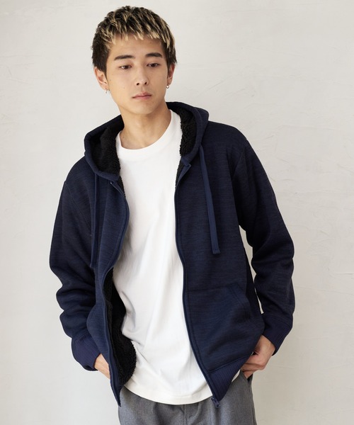 JEANS MATE(ジーンズメイト)の「裏ボアフルジップパーカー(パーカー・メンズ・ライトグレー/杢グレー/チャコールグレー/オフホワイト/カーキ/ネイビー・MEDIUM/LARGE/X-LARGE)」の13枚目の写真