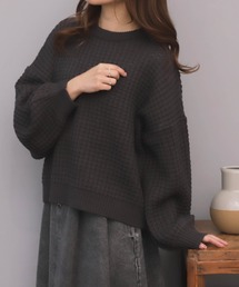 【150㎝前後の小柄さんサイズ】ボリュームスリーブぽこぽこニット【トレンド】