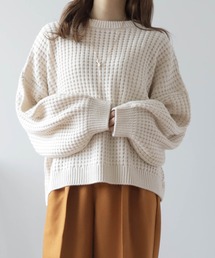 【150㎝前後の小柄さんサイズ】ボリュームスリーブぽこぽこニット【トレンド】