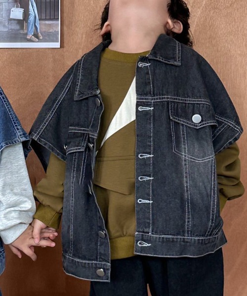 aimoha（アイモハ）の「【aimoha-KIDS-】子供服　ユニセックスデニムベスト（ベスト・キッズ・ブラック/ブルー・100/140/110/130/120）」の2枚目の写真