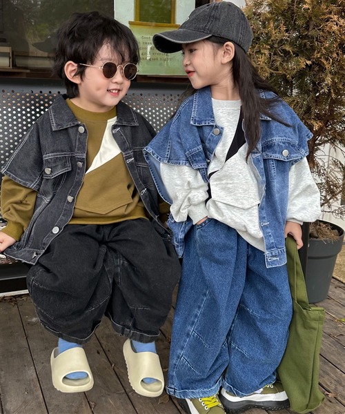 aimoha（アイモハ）の「【aimoha-KIDS-】子供服　ユニセックスデニムベスト（ベスト・キッズ・ブラック/ブルー・100/140/110/130/120）」の9枚目の写真