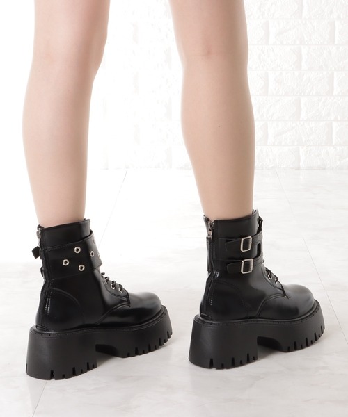 セール】ダブルベルトレースアップトラックブーツ（ブーツ）｜Lace