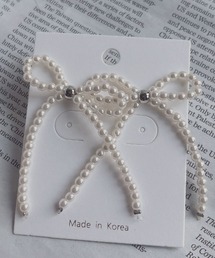メタル×パールリボンピアス