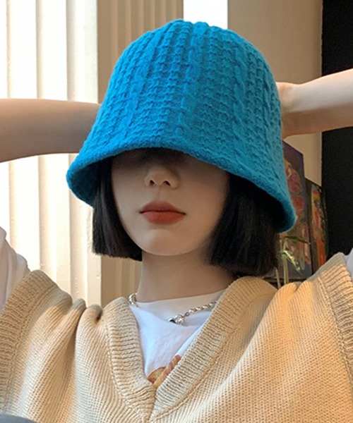 STYLEBLOCK（スタイルブロック）の「ニットバケットハット（ハット・レディース・ブラック/ホワイト/ブルー/グレー/カーキ/オレンジ・FREE）」の5枚目の写真