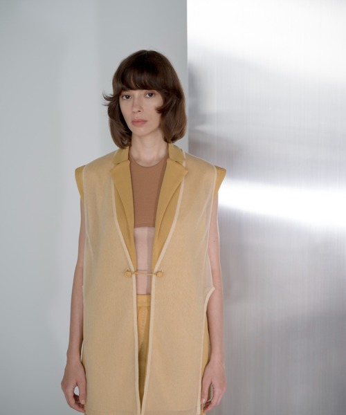 TAN（タン）の「MATT RIB LAYERED KNIT TOPS（ニット/セーター・レディース・ブラック/黄土色系・FREE）」の3枚目の写真