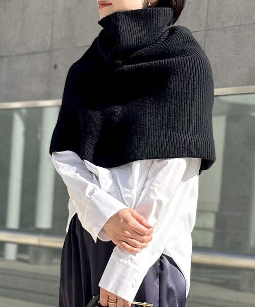 AP STUDIO リブニットケープ /エーピーストゥディオ スヌード マフラー 追加 リブニットケープ（ネックウォーマー/スヌード）｜AP