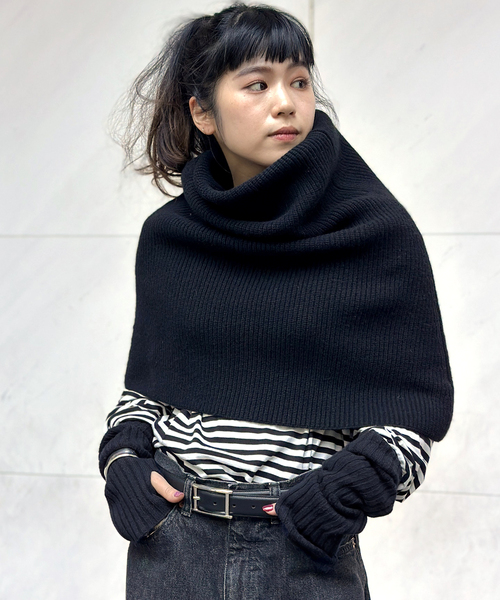 AP STUDIO リブニットケープ　Deuxieme Classes 追加 リブニットケープ（ネックウォーマー/スヌード）｜AP