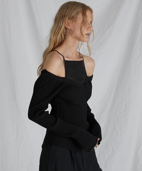 PRANK PROJECT（プランクプロジェクト）の「レイヤードオフショルトップ / Layered Off-Shoulder Top（ベスト・レディース・ベージュ/ブラック・FREE）」の11枚目の写真