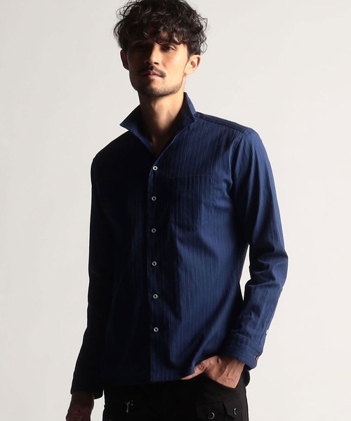 NICOLE CLUB FOR MEN(ニコルクラブフォーメン)の「リバーシブルドビースタンドカラーシャツ(シャツ/ブラウス・メンズ・ブルー/ホワイト系/ラベンダー/ブラック・LARGE/XX-LARGE/MEDIUM/X-LARGE)」の3枚目の写真