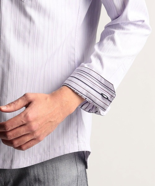 NICOLE CLUB FOR MEN(ニコルクラブフォーメン)の「リバーシブルドビースタンドカラーシャツ(シャツ/ブラウス・メンズ・ブルー/ホワイト系/ラベンダー/ブラック・LARGE/XX-LARGE/MEDIUM/X-LARGE)」の18枚目の写真