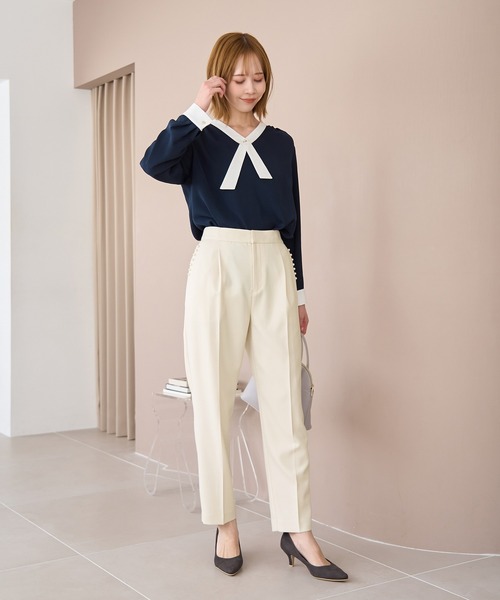 ROPE' PICNIC（ロペピクニック）の「パールディティールパンツ/セットアップ対応（その他パンツ・レディース・サックスブルー/オフホワイト/ネイビー・40/38/36）」の20枚目の写真