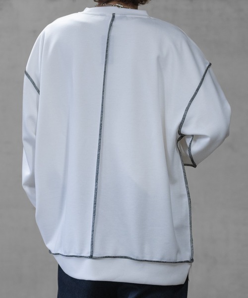 Naive magic(ナイーブマジック)の「【a】シルクタッチダンボールニット アウトステッチ クルーネックスウェット(スウェット・メンズ・ブルー/ブラック/ホワイト・LARGE/MEDIUM)」の10枚目の写真