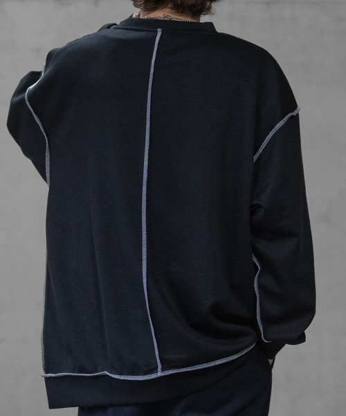 Naive magic(ナイーブマジック)の「【a】シルクタッチダンボールニット アウトステッチ クルーネックスウェット(スウェット・メンズ・ブルー/ブラック/ホワイト・LARGE/MEDIUM)」の15枚目の写真