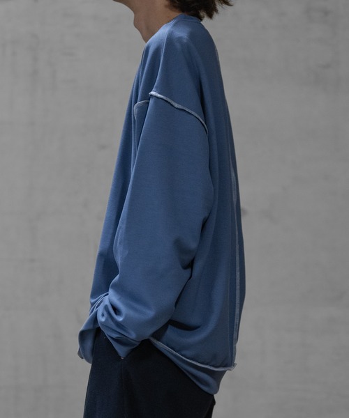 Naive magic(ナイーブマジック)の「【a】シルクタッチダンボールニット アウトステッチ クルーネックスウェット(スウェット・メンズ・ブルー/ブラック/ホワイト・LARGE/MEDIUM)」の19枚目の写真