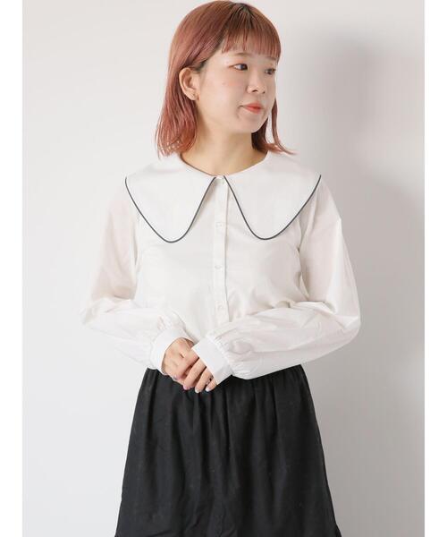 ehka sopo（エヘカソポ）の「パイピングビッグ襟ブラウス（シャツ/ブラウス・レディース・キナリ/オフホワイト・F）」の4枚目の写真