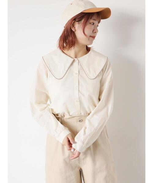 ehka sopo（エヘカソポ）の「パイピングビッグ襟ブラウス（シャツ/ブラウス・レディース・キナリ/オフホワイト・F）」の13枚目の写真