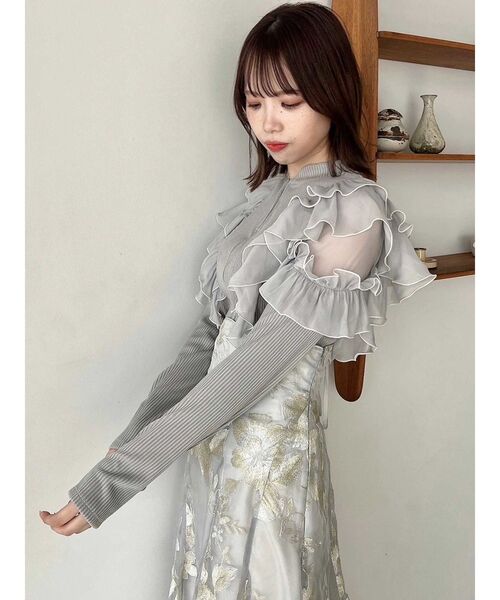 dazzlin フロントホック長袖フリルトップス フロントホック長袖フリルトップス[品番：MKSW0056712]｜dazzlin