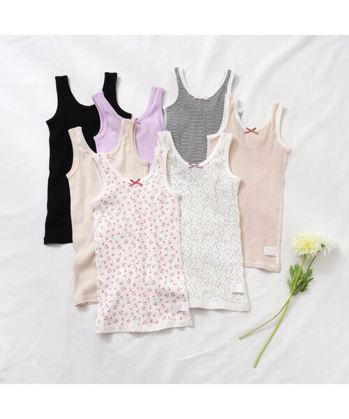 apres les cours（アプレレクール）の「深あきインナータンクトップ_一部WEB限定カラー（インナーウェア/肌着・キッズ・ベージュ/オフホワイト/アイボリー/ブラック/その他3/キナリ/ラベンダー・80/100/90/130/120/110）」の8枚目の写真