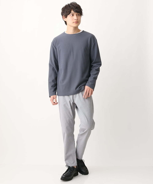 a.v.v(アーヴェヴェ)の「【カットソー+インナーの2点セット】ハニカムジャージープルオーバー(Tシャツ/カットソー・メンズ・チャコールグレー/アイボリー/ミント・48/46/50)」の4枚目の写真