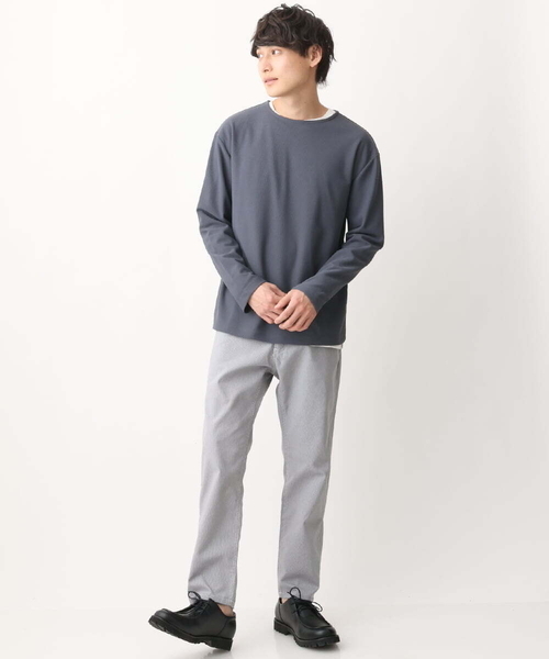 a.v.v(アーヴェヴェ)の「【カットソー+インナーの2点セット】ハニカムジャージープルオーバー(Tシャツ/カットソー・メンズ・チャコールグレー/アイボリー/ミント・48/46/50)」の5枚目の写真