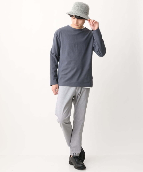 a.v.v(アーヴェヴェ)の「【カットソー+インナーの2点セット】ハニカムジャージープルオーバー(Tシャツ/カットソー・メンズ・チャコールグレー/アイボリー/ミント・48/46/50)」の7枚目の写真