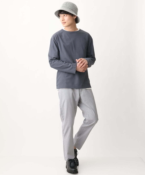 a.v.v(アーヴェヴェ)の「【カットソー+インナーの2点セット】ハニカムジャージープルオーバー(Tシャツ/カットソー・メンズ・チャコールグレー/アイボリー/ミント・48/46/50)」の8枚目の写真