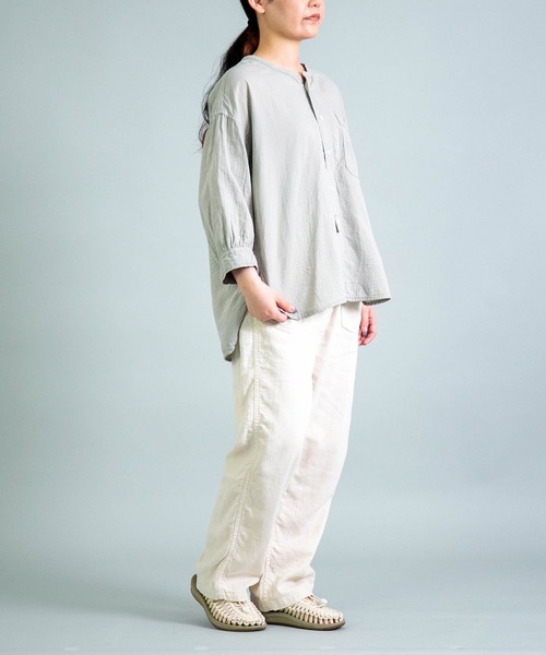 ブラウス シャツ 「OMNIGOD womens / オムニゴッド」 ダブルガーゼワイドスタンドカラーシャツ レディース OMNIGOD womens / オムニゴッド] ダブルガーゼワイドスタンド