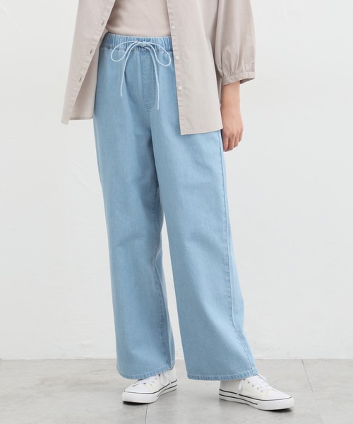 Honeys（ハニーズ）の「イージーパンツ（デニムパンツ・レディース・オフホワイト/ライトインディゴブルー/ライトブルー・LL/L/M/S）」の5枚目の写真