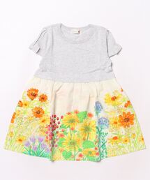 KP | 花パネルプリントのドッキング半袖ワンピース(100～130cm)(ワンピース)