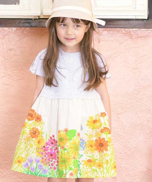 KP（ケーピー）の「花パネルプリントのドッキング半袖ワンピース(100～130cm)（ワンピース・キッズ・オフホワイト・100cm/110cm/120cm/130cm）」の10枚目の写真