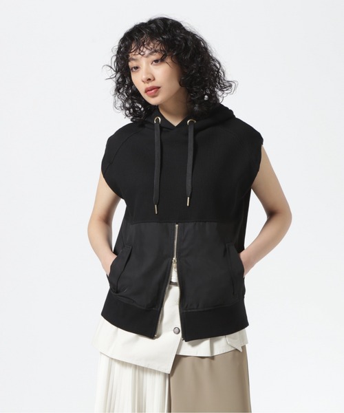 Risley（リズレー）の「Risley/リズレー/ドッキングノースリーブパーカー（パーカー・レディース・ブラック/グレー・F）」の2枚目の写真