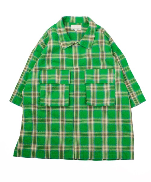 Universal Style Wear(ユニバーサルスタイルウェア)の「Universal Style Wear シアサッカー チェック ユーティリティー シャツ(シャツ/ブラウス・メンズ・ネイビー/グリーン/キャメル/ブラック・MEDIUM/LARGE/X-LARGE)」の13枚目の写真