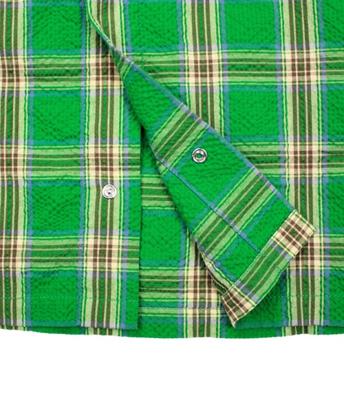 Universal Style Wear(ユニバーサルスタイルウェア)の「Universal Style Wear シアサッカー チェック ユーティリティー シャツ(シャツ/ブラウス・メンズ・ネイビー/グリーン/キャメル/ブラック・MEDIUM/LARGE/X-LARGE)」の17枚目の写真