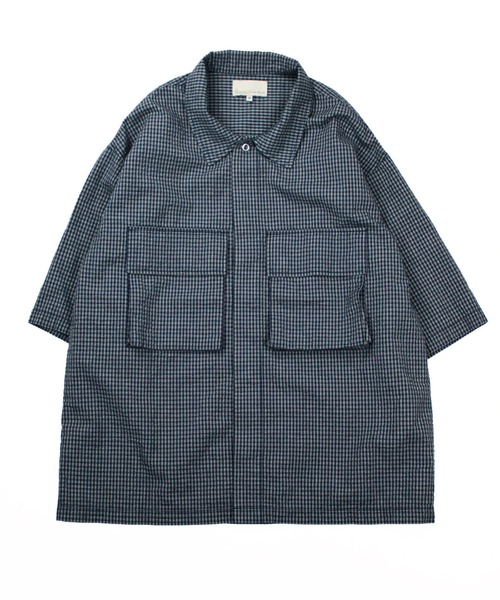 Universal Style Wear(ユニバーサルスタイルウェア)の「Universal Style Wear シアサッカー チェック ユーティリティー シャツ(シャツ/ブラウス・メンズ・ネイビー/グリーン/キャメル/ブラック・MEDIUM/LARGE/X-LARGE)」の20枚目の写真