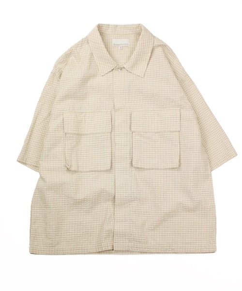 Universal Style Wear(ユニバーサルスタイルウェア)の「Universal Style Wear シアサッカー チェック ユーティリティー シャツ(シャツ/ブラウス・メンズ・ネイビー/グリーン/キャメル/ブラック・MEDIUM/LARGE/X-LARGE)」の21枚目の写真