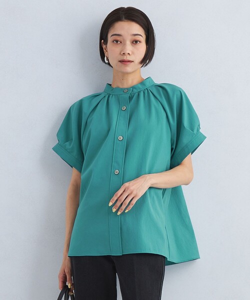 green label relaxing（グリーンレーベルリラクシング）の「スタンドネック 2WAY ブラウス（シャツ/ブラウス・レディース・ターコイズブルー/オフホワイト/ブラック・FREE）」の3枚目の写真